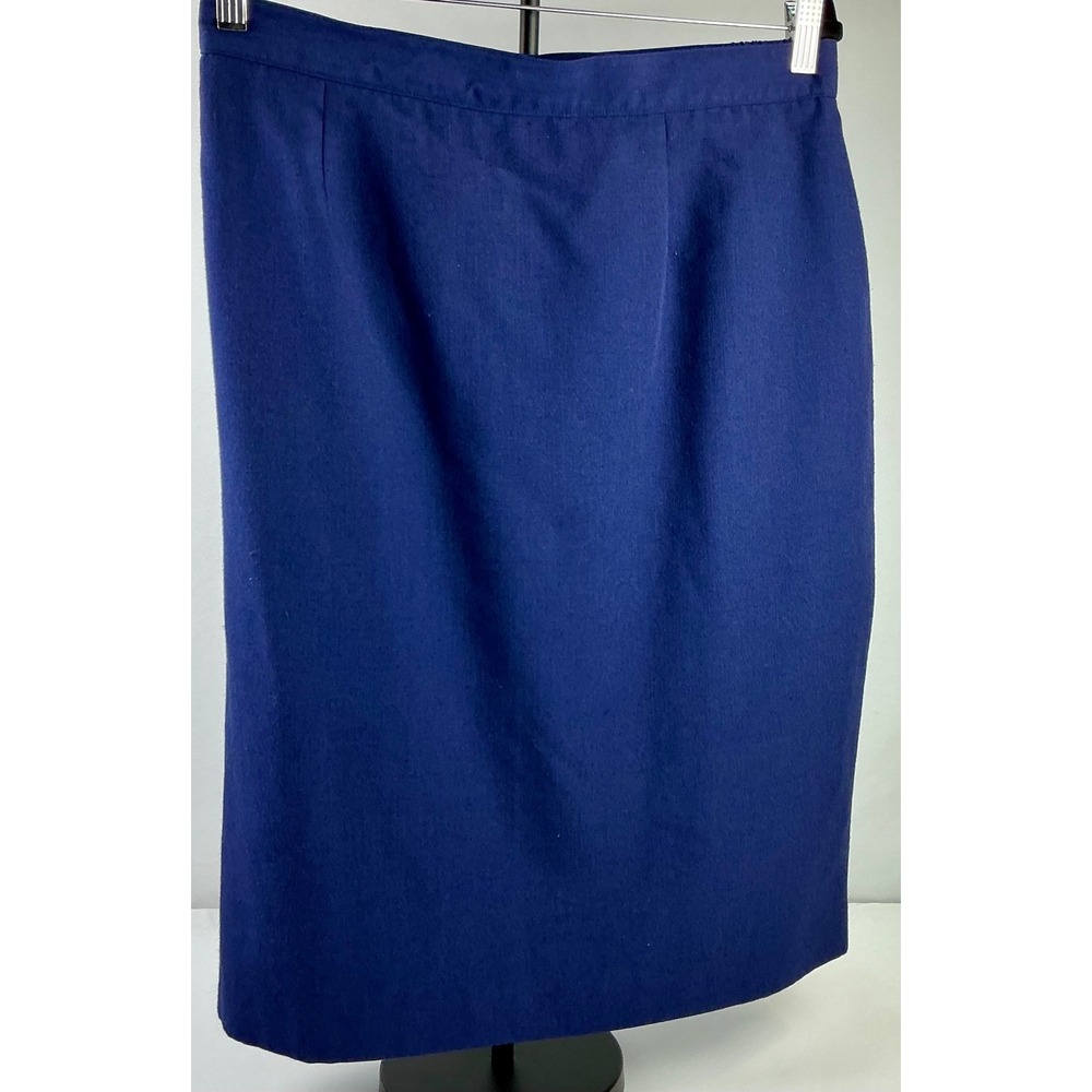 Counterparts Women's Skirt Elastic Waist Knee Length Blue Business Casual SZ 18